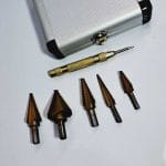 5PCS HSS Titanium Step Drill Bit Set with Automatic Center Punch