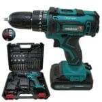 MEAKIDA 21V Cordless COMPLETE Drill WITH 2 RECHARGABLE Batteries TOOLSET