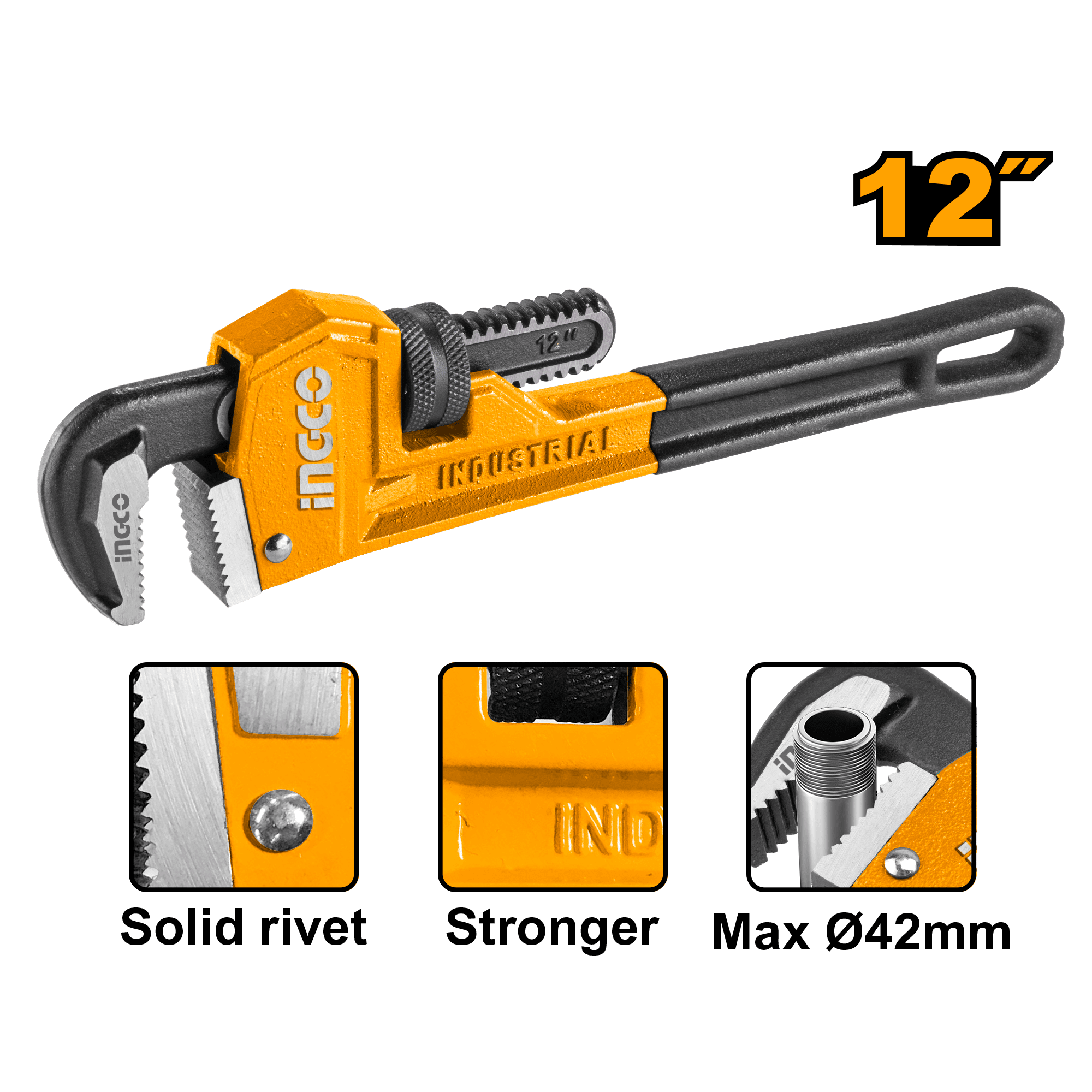 HPW0812 INGCO HPW0812 Pipe wrench Size:12" (300mm) - Image 1