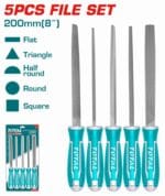 Total THT918516  5 Pcs steel file set/8” Length:200mm, T12 Steel