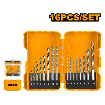 INGCO 16 Pcs metal, masonry and wood drill bits set