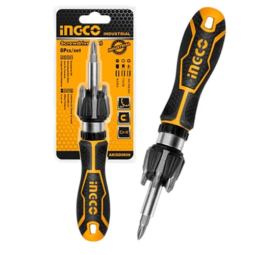 AKISD0808-500x500.jpg INGCO 8 Pcs ratchet screwdriver set - Image 1