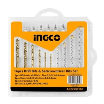 INGCO 16 Pcs drill bits & screwdriver bits set