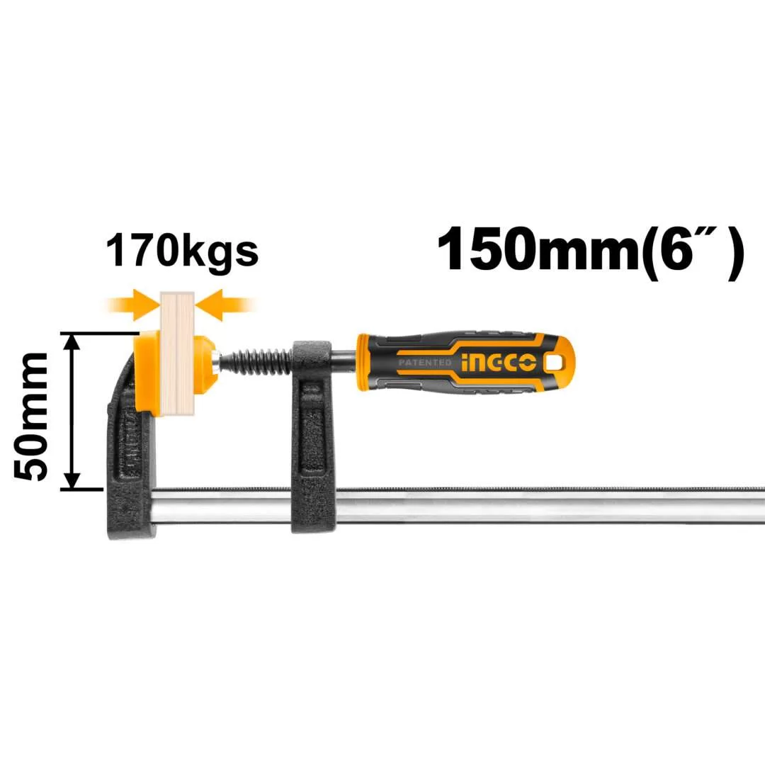 HFC020501 INGCO F clamp with plastic handle :50x150mm - Image 1