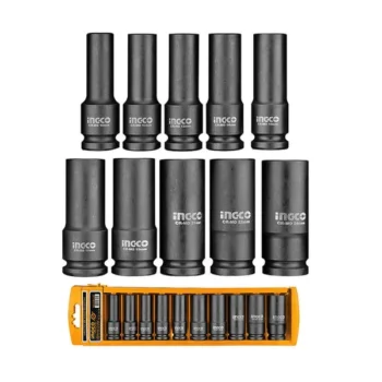 INGCO 10 Pcs 1/2" deep impact socket set