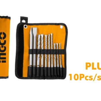 INGCO 10 Pcs hammer drill bits and chisels set
