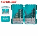 TOTAL 16PCS Metal, Concret and wood drill bits set