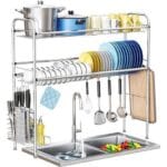 2 Tier Silver Over the sink dish drainer