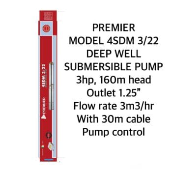 PREMIER SUBERSIBLE PUMP 3HP,160M HEAD