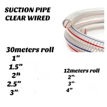 SUCTION PIPE CLEAR WIRED 4" 12M