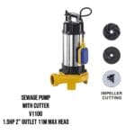 SEWAGE PUMP WITH CUTTER 1.5HP 2"OUTLET