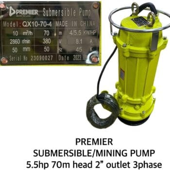 PREMIER SUBMERSIBLE PUMP 5.5HP 70M HEAD