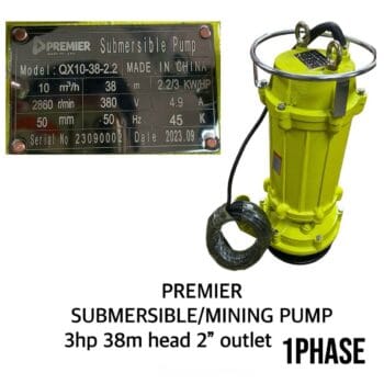 PREMIER SUBMERSIBLE PUMP 3HP 38M HEAD