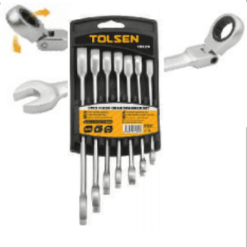 TOLSEN 7PCS FLEXIBLE HEAD COMBINATION GEAR RATCHET SPANNER SET