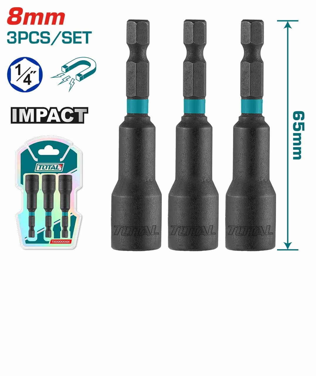 TAC270831 Total 3 Pcs impact magnetic nut set - Image 1