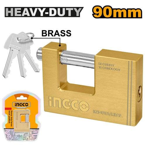 DBBPL0902 INGCO Heavy duty brass block padlock 90mm - Image 1