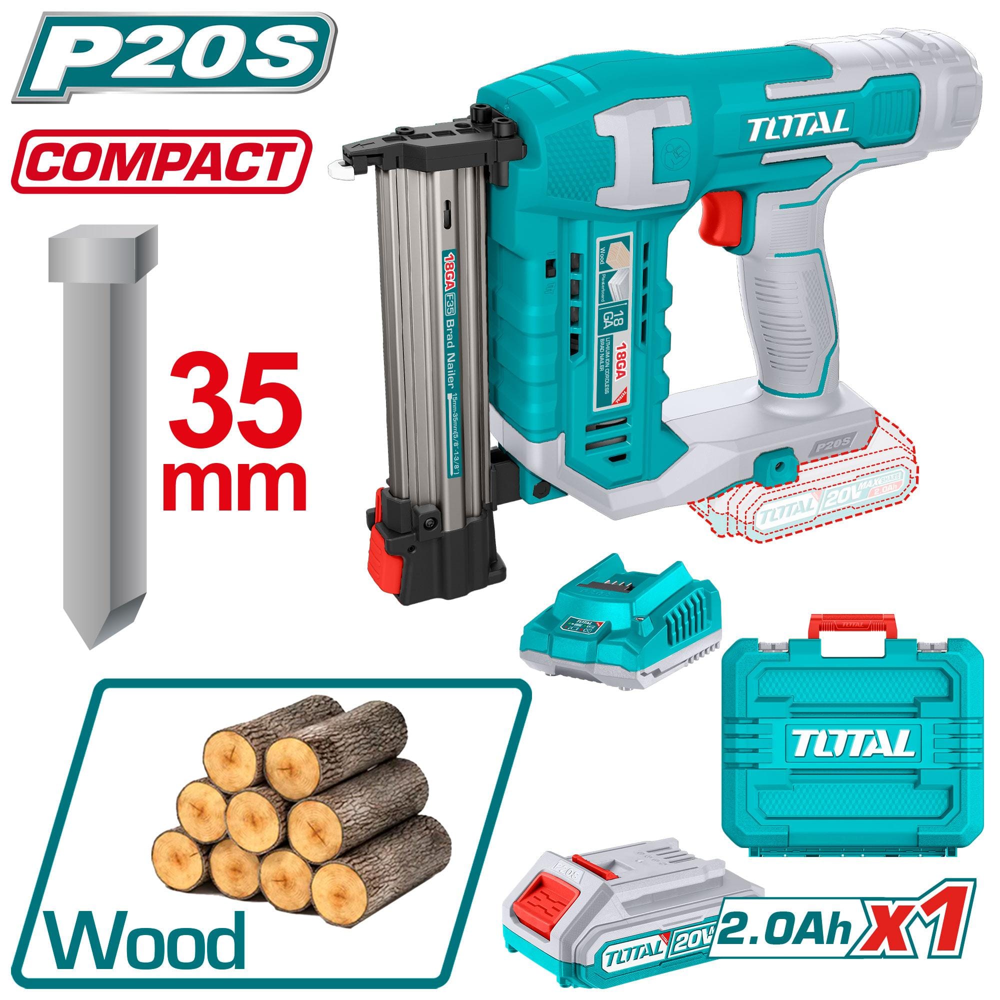 TCBNLI3508 Quality Total Cordless brad nailer 20V TCBNLI3508 - Image 1
