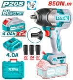 impact wrench,20V Brushless motor 850 NM,1/2" With 2 Pcs 4.0Ah battery +1 Pcs charger