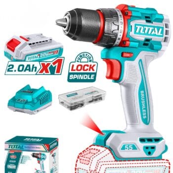 Total TDLI205582 Compact Brushless Cordless Drill 20V 55Nm
