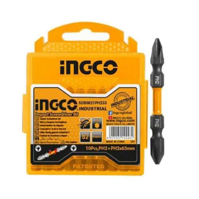 3 Ingco Impact Screwdriver bit PH2+PH2 65mm(2-9/16") 10pcs/set - Image 1